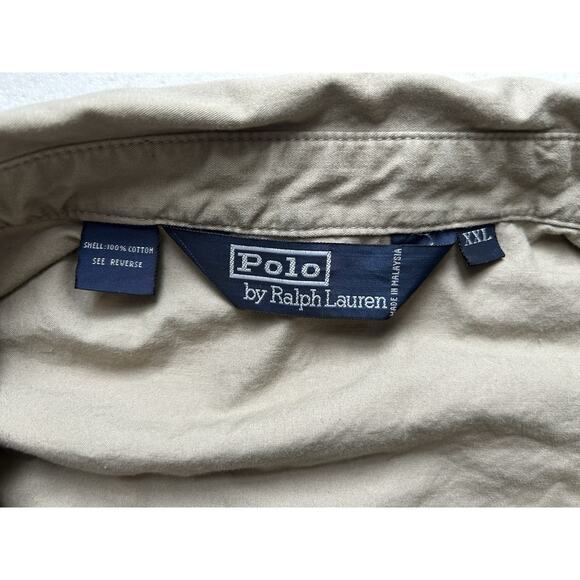 Vintage Polo Ralph Lauren Golf Crest Jacket XXL Beige Tartan Collar 90s Preppy - Picture 8 of 13